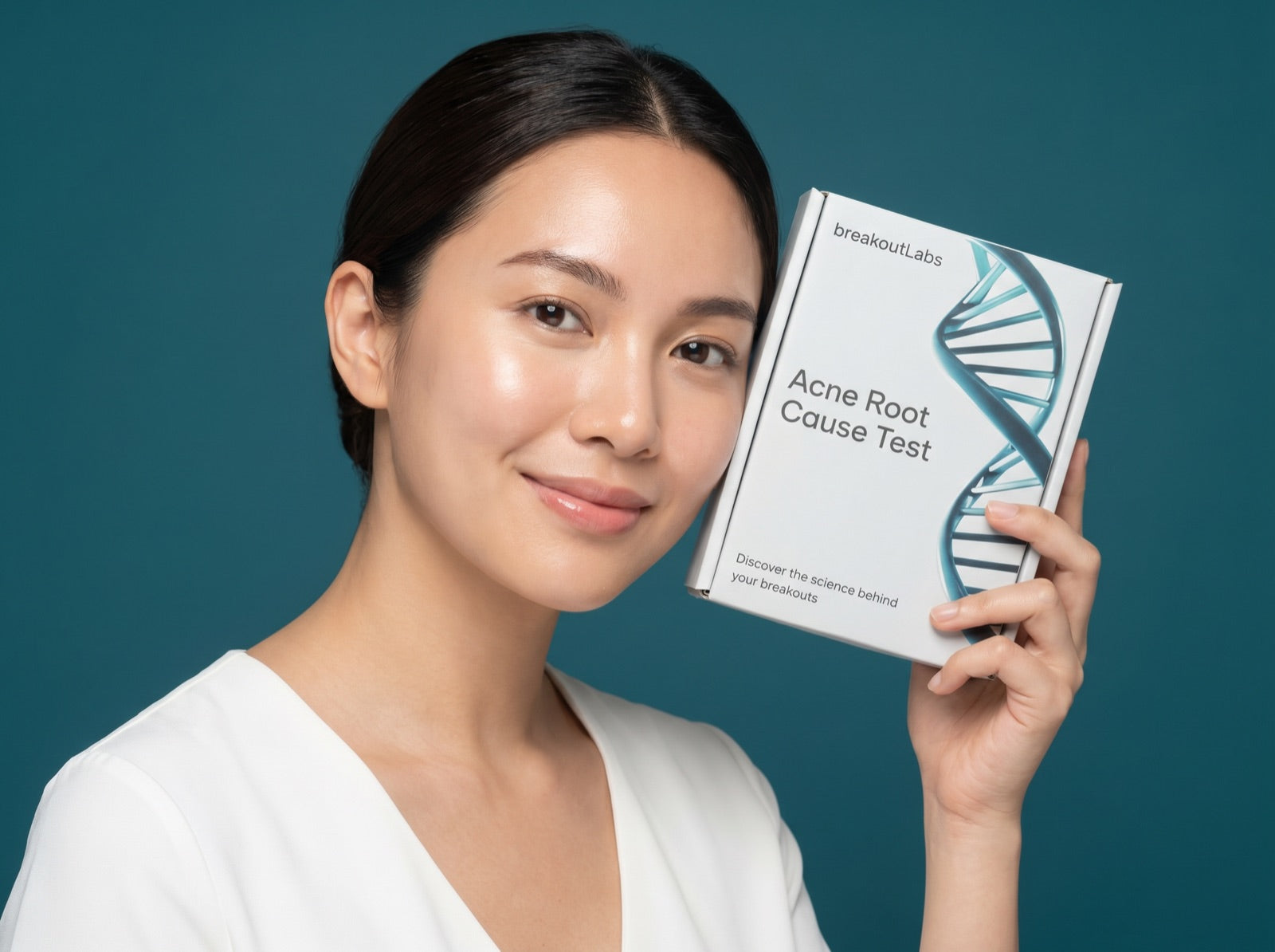 Woman holding the test kit